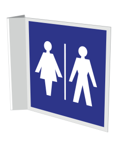 Haaks bordje met pictogram voor aanduiding ruimte voor dames en heren