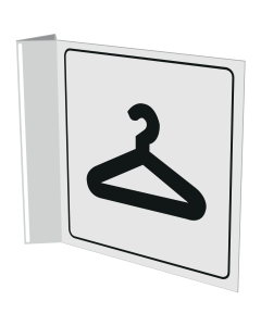 Wit haaks bord met pictogram voor aanduiden garderobe