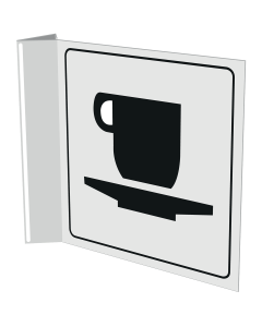 Wit haaks bord met pictogram voor aanduiden koffie corner