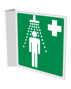 Haaks bord met pictogram nooddouche ISO 7010