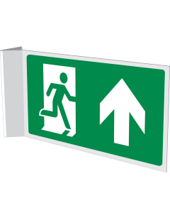 Haaks bord met pictogram nooduitgang rechtdoor ISO 7010