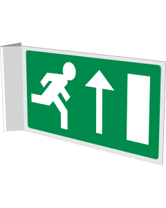 Dubbelzijdig haaks bord met pictogram nooduitgang rechtdoor