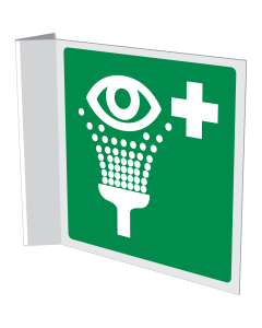 Haaks bord met pictogram oogdouche ISO 7010