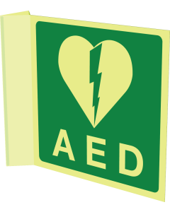 Fotoluminescerend haaks bord met pictogram AED - KB 21-4-2007