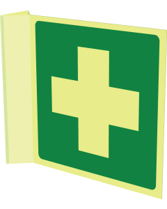 Fotoluminescerend haaks bord met pictogram EHBO - ISO 7010