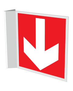 Haaks bord met pictogram van een pijl (Rood met wit)