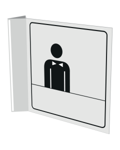 Haaks wit bord met pictogram voor aanduiden receptie
