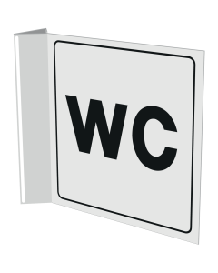 Haaks bord met pictogram voor aanduiden ruimte met toilet