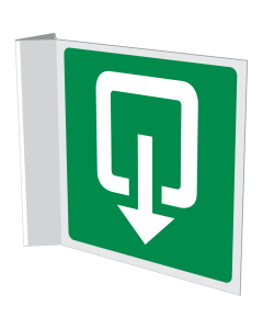 Dubbelzijdig haaks bord met pictogram uitgang