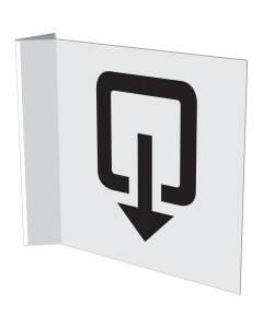 Wit haaks bord met pictogram zonder kader voor aanduiding uitgang