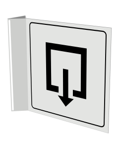 Wit haaks bord met pictogram voor aanduiden uitgang