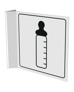 Wit haaks bord met pictogram fles voor aanduiden voedingsruimte