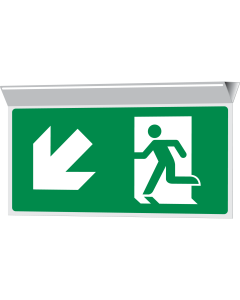 Bord Nooduitgang links naar beneden haaks plafond