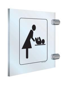 Dubbelzijdig plexiglas haaks bord met pictogram voor het aanduiden van een verschoningsruimte
