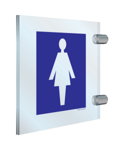 Haaks plexiglas bordje met pictogram voor aanduiding ruimte voor dames