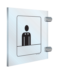 Dubbelzijdig plexiglas haaks bord met pictogram voor het aanduiden van de receptie