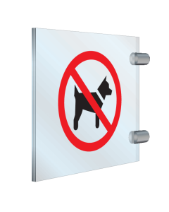Plexiglas haaks dubbelzijdig bord met pictogram Honden verboden ISO7010 - P021