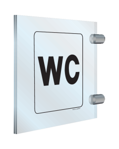 Dubbelzijdig plexiglas haaks bord voor het aanduiden van een toilet