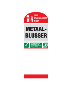 Identificatie sticker voor het gebruik van een metaalblusser