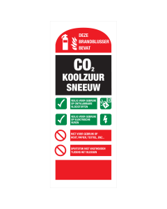 Identificatie bordje voor het gebruik van een Co2 Koolzuursneeuw Brandblusser
