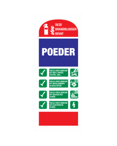 Identificatie bordje voor het gebruik van een poederblusser