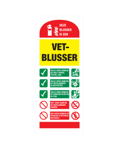 Identificatie bordje voor het gebruik van een vetblusser