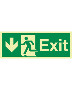 Fotoluminescerende IMO sticker met IMO pictogram Nooduitgang Omlaag