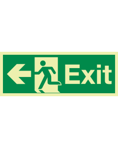 Fotoluminescerende sticker met IMO pictogram Nooduitgang Links