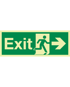 Fotoluminescerende IMO sticker met IMO pictogram Nooduitgang Rechts