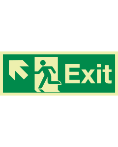 Fotoluminescerende IMO sticker met IMO pictogram Nooduitgang Links Omhoog