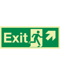 Fotoluminescerende IMO sticker met IMO pictogram Nooduitgang Rechts Omhoog