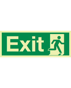 Fotoluminescerende IMO sticker met IMO pictogram en tekst Exit (rechts openen)