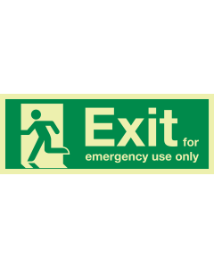 Fotoluminescerende IMO sticker met IMO pictogram Uitgang alleen in geval van nood gebruiken 