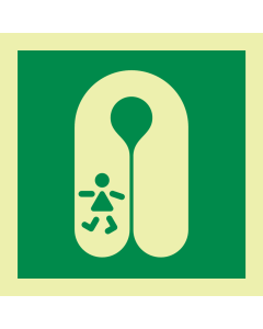 Fotoluminescerende sticker met IMO pictogram reddingsvest voor kinderen