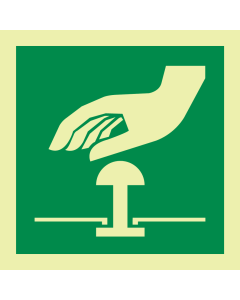 Fotoluminescerende sticker met IMO pictogram noodstop