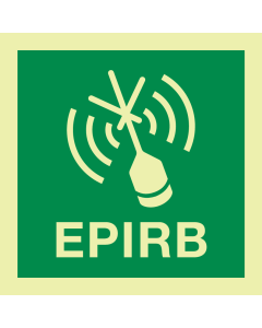 Fotoluminescerende sticker met IMO pictogram en tekst EPIRB