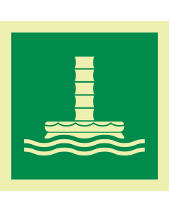 Fotoluminescerende sticker met IMO pictogram evacuatie trechter