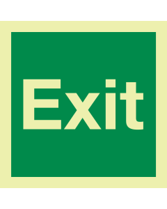 Fotoluminescerende sticker met IMO tekst Exit / Uitgang