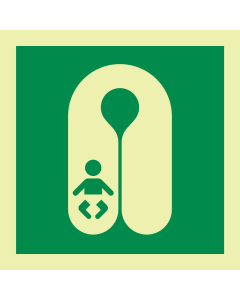 Fotoluminescerende sticker met IMO pictogram reddingsvest voor baby's