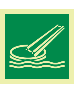 Fotoluminescerende sticker met IMO pictogram evacuatie glijbaan