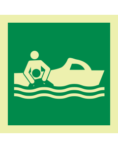 Sticker met IMO pictogram van een reddingsboot