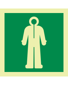 Fotoluminescerende sticker met IMO pictogram overlevingspak