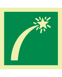 Fotoluminescerende sticker met IMO pictogram noodsignaal