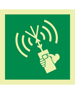 Fotoluminescerende sticker met IMO pictogram Draagbare Radio