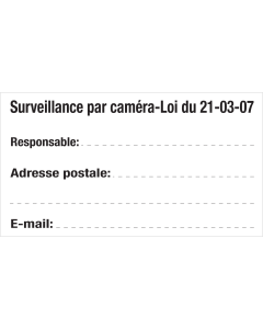 Sticker met tekst voor het invullen van adresgegeven voor de camerabewaking
