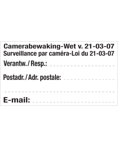 Invulsticker voor adresgegevens camerabewaking NLFR