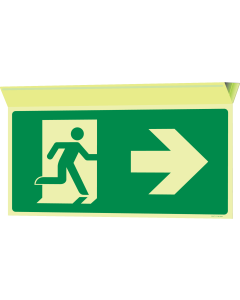 Fotoluminescerend haaks bord met pictogram nooduitgang links/rechts ISO 7010