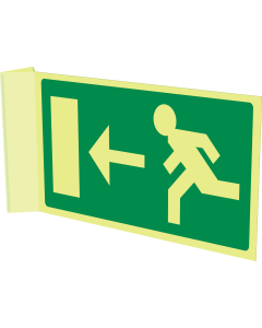 Nooduitgang naar muur toe (haaks fotoluminescerend)