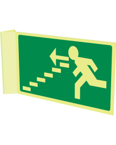 Nooduitgang trap naar muur toe (haaks fotoluminescerend)