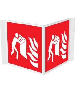 Panorama bord met pictogram van een blusdeken met vlam